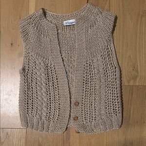 Vintage Tan Women's Knit Cardigan Vest